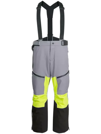 Moncler Colour-block Padded Ski Pants In Lime Gray