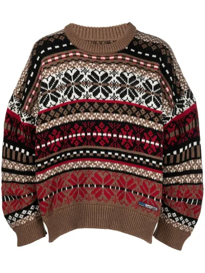 Martine Rose Multicolor Virgin Wool Fair Isle Knit Jumper In Brown