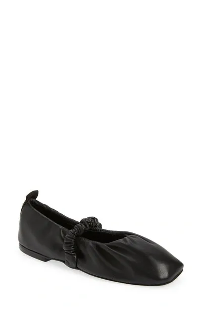 Ganni Soft Square Toe Ballerina Flat In Black