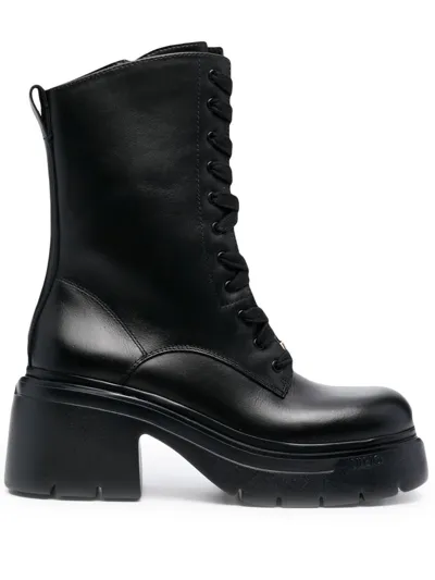 Liu •jo 75mm Carrie Lace-up Boots In Schwarz