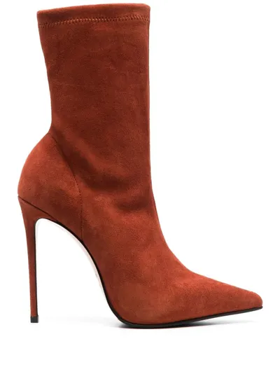 Le Silla Eva Suede 120mm Boots In Orange