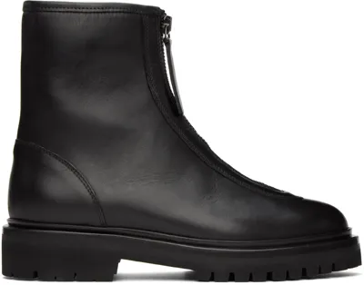 Legres Black Oiled Leather Ankle Boots