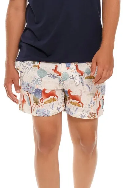 The Lazy Poet Ben Equus Linen Sleep Shorts In Blue