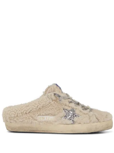 Golden Goose Super Star Shearling Sabot In Nude