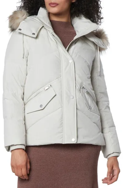 Andrew Marc Essential Water Resistant Down Puffer Faux Fur Hooded Jacket In Birch