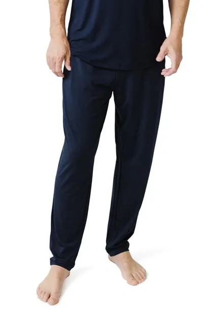 Cozy Earth Tie Waist Stretch Knit Pajama Pants In Navy