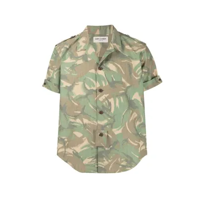 Saint Laurent Short Sleeves Shirt In Green