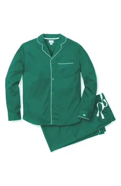 Petite Plume Men's Piped Flannel Pajama Set In Green