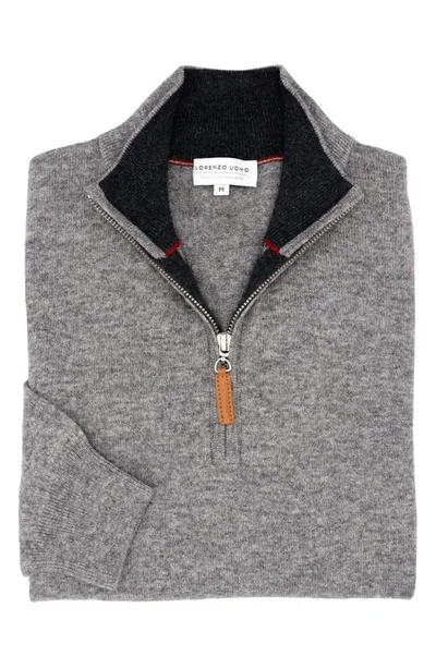 Lorenzo Uomo Quarter Zip Wool & Cashmere Sweater In Light Grey