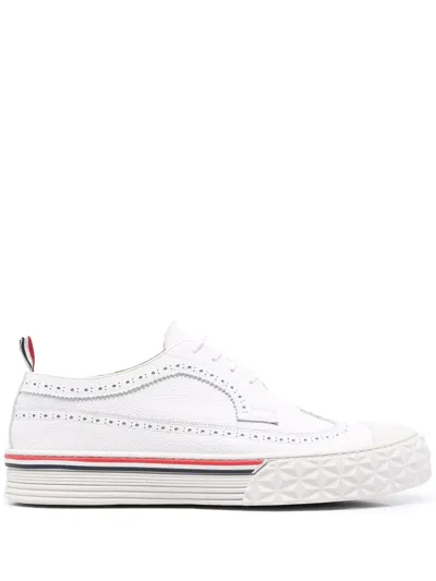 Thom Browne Tonal Brogue Sneakers In White