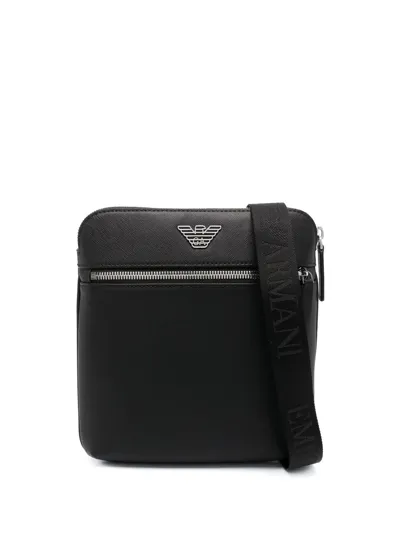 Emporio Armani Small Faux-leather Messenger Bag In Schwarz