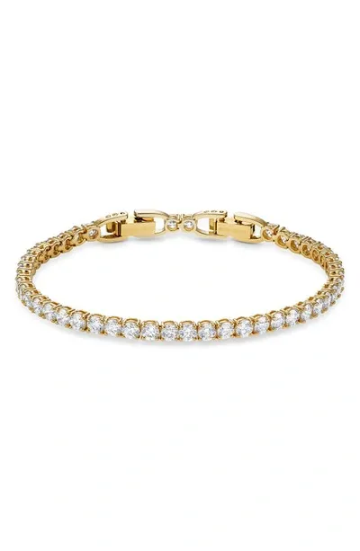 Swarovski Gold-tone Crystal Tennis Bracelet In Neutral