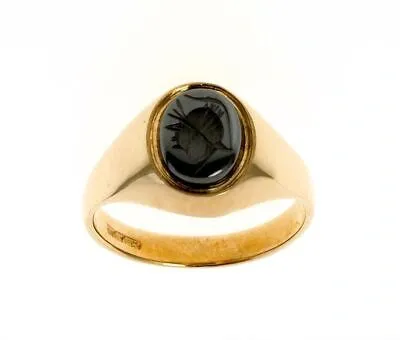 Pre-owned Markenlos H.intagilo Signet Ring Gekennzeichnet Gelb Gold