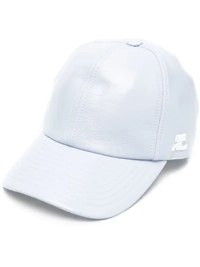 Courrèges Classique Satin Baseball Cap In Light Blue