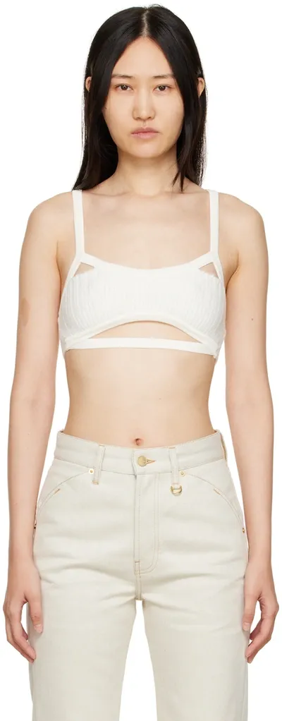 Jacquemus Le Bandeau Bellinu Cutout Ribbed-knit Bralette In White