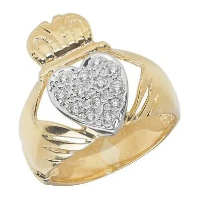 Pre-owned Markenlos Claddagh Herren Ring Gekennzeichnet Gold-gelben