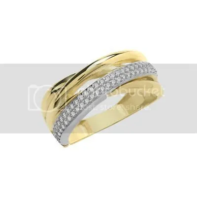 Pre-owned Markenlos Cubic Zirkonia Crossover Ewigkeit Ring Grössen M-s Kontaktieren Sie Uns Gelbgold