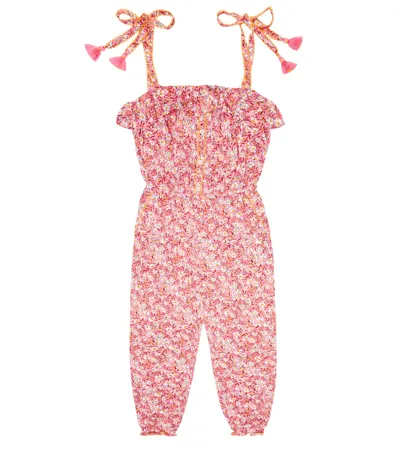 Poupette St Barth Kids' Astra Floral Jumpsuit In Light Pink Paquerette