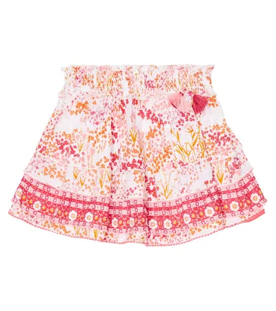 Poupette St Barth Kids' Ariel Floral Skirt In White Pink Tulipe