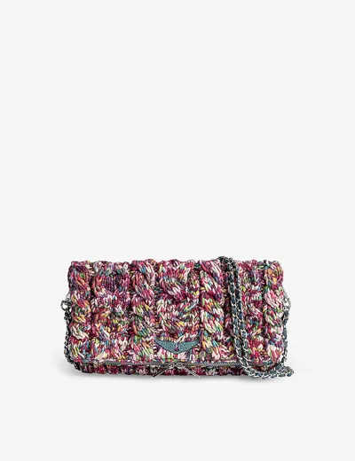 Zadig & Voltaire Rock Knitted-cotton Emblem-detail Clutch Bag In Paradise