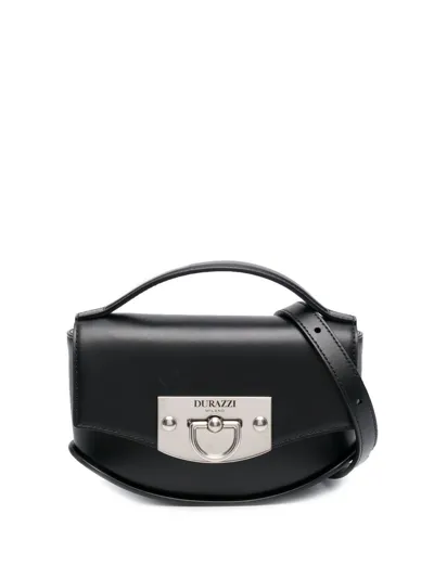 Durazzi Milano Flip-lock Leather Shoulder Bag In Black