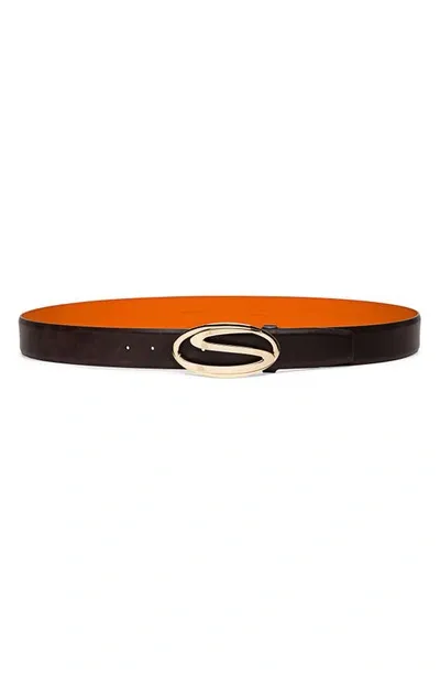 Santoni Polished Leather Belt In Brown