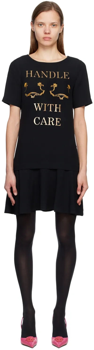 Moschino Black 'handle With Care' Minidress