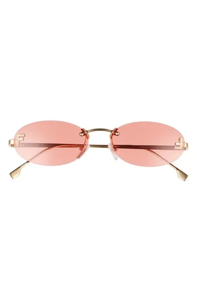 Fendi Oval-frame Crystal-embellished Gold-tone Sunglasses In Pink