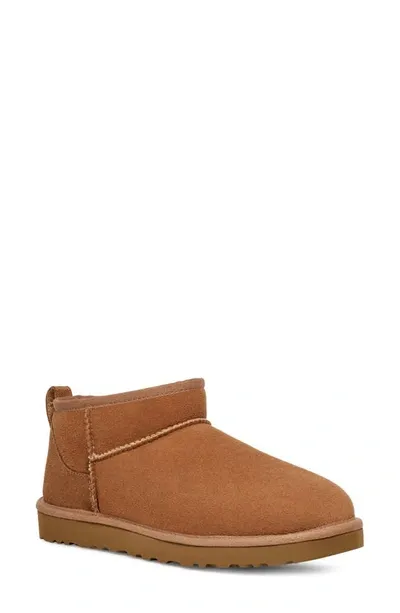 Ugg Classic Ultra Mini Sheepskin Ankle Boots In Beige