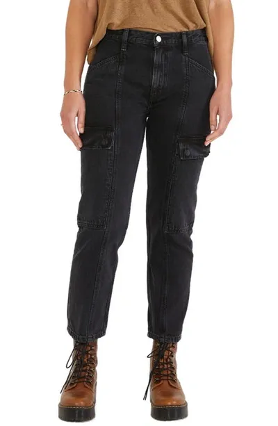 Etica Pax Straight-leg Cropped Cargo Jeans In Black Rock