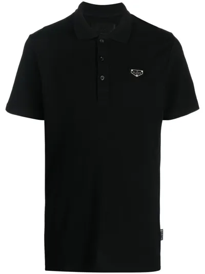 Philipp Plein Logo-plaque Polo Shirt In Schwarz