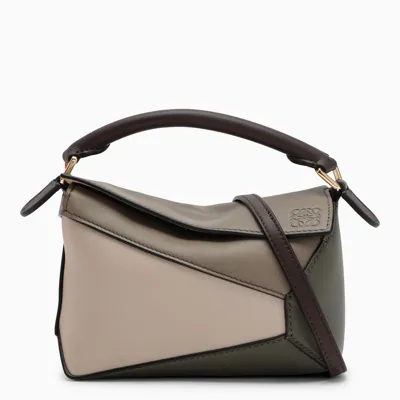 Loewe Puzzle Military Green, Beige And Brown Bag