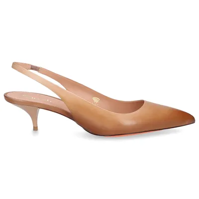 Santoni Slingback Pumps 59996 Nappa Leather In Beige