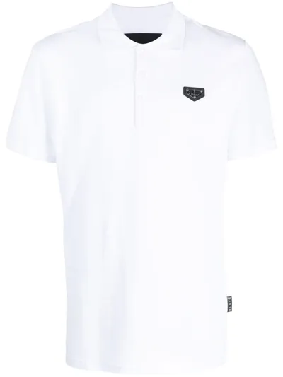 Philipp Plein Logo-plaque Polo Shirt In Weiss