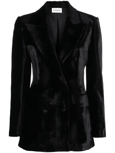 P.a.r.o.s.h Double-breasted Velvet Blazer In Nero