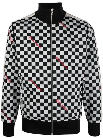 Palm Angels Checkerboard Jacquard Classic Logo Track Jacket In Black Red