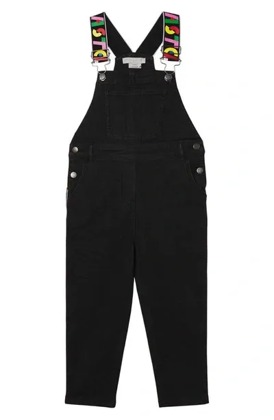 Stella Mccartney Kids' Organic Cotton Denim Overalls W/ Logo In Black