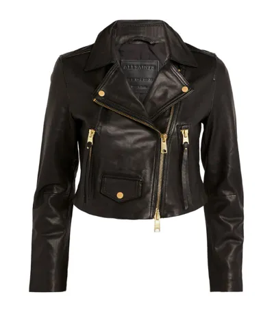 Allsaints Leather Elora Biker Jacket In 黑色