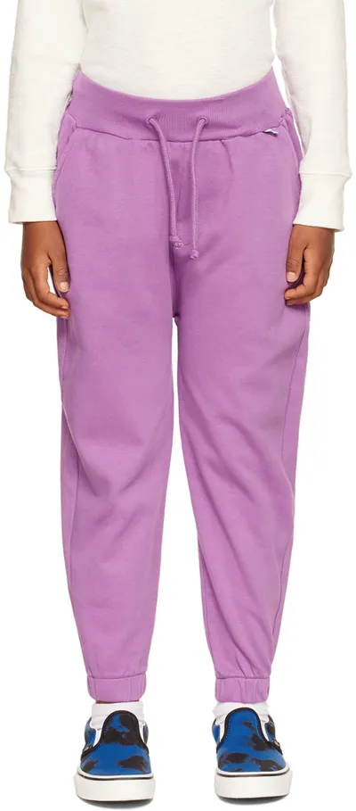 Repose Ams Kids Purple Embroidered Lounge Pants In Purple Love