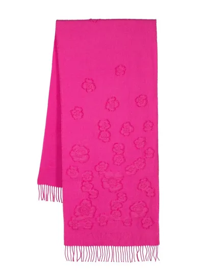 Valentino Floral-pattern Knitted Scarf In Pink