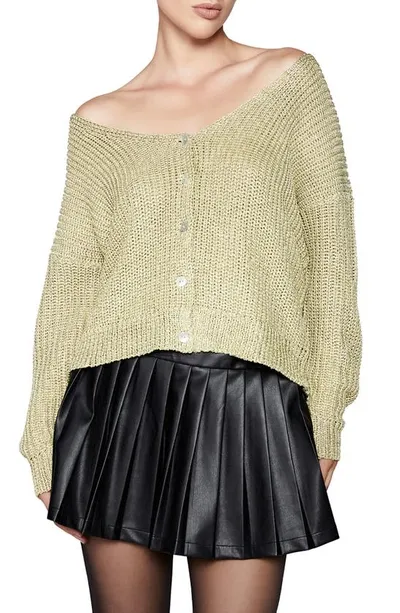 Bardot Off The Shoulder Cardigan In Gold