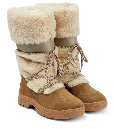 Bogner Alta Badia 2 B Shearling And Suede Snow Boots In Brown,beige