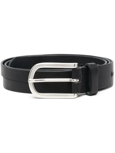 Isabel Benenato Buckled Leather Belt In Black