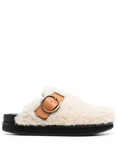 Isabel Marant Faux Shearling Mules In Neutrals