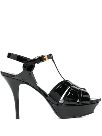 Saint Laurent Tribute 115mm Sandals In Black