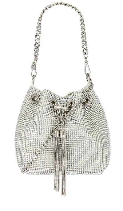 Olga Berg Sylvie Crystal Pouch In Metallic Silver