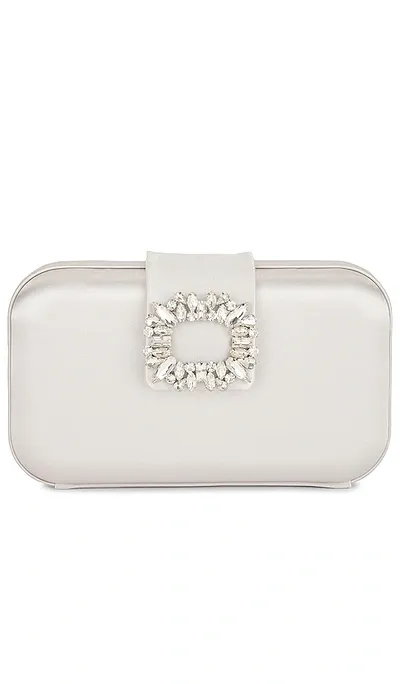 Olga Berg Emmy Crystal Trim Clutch In Metallic Neutral