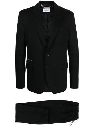 Philipp Plein Cuffed Single-breasted Suit In Schwarz