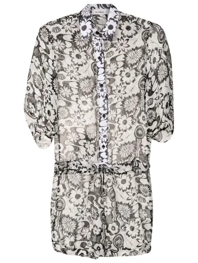 Amir Slama Floral-print Silk Playsuit In White