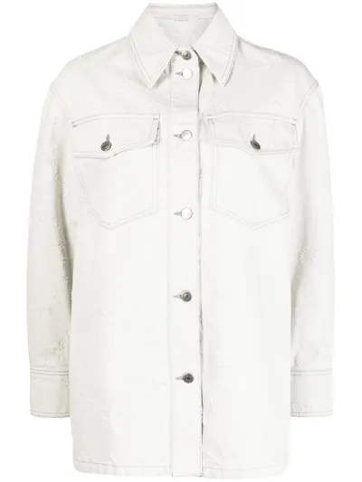 Stella Mccartney Embroidered-detail Denim Shirt In White